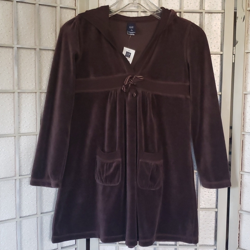 GAP nwt brown velvet hoodie girls long sleeve dress 10